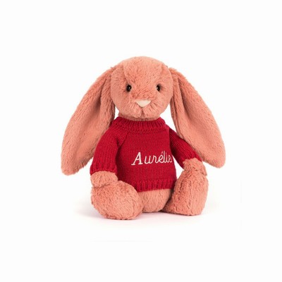 Jellycat Bashful Sorrel Bunny with Red Jumper USA | 48672JDEX